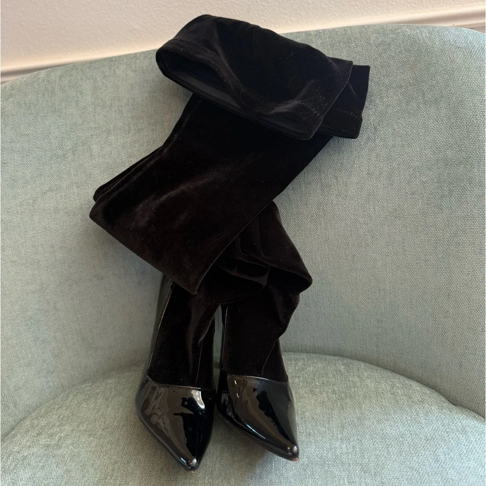 Balenciaga Velvet Thigh High Boots 37 Black - Picture 4 of 17